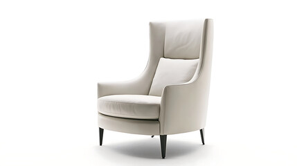 Naklejka premium A white chair with a black leg rests on a white background