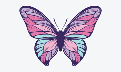 Glitter butterfly illustration. Can be used as stationery, mug, t-shirt, phone case design.