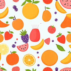 Fruit seamless pattern for juice bar