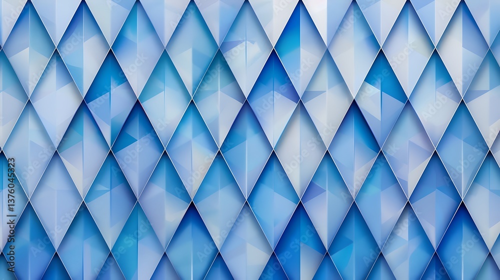 Wall mural abstract background with a repeating pattern of blue diamond - shaped geometric forms, creating a st