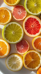 Fototapeta premium Citrus slices, Vibrant assortment of fresh colorful fruit textures