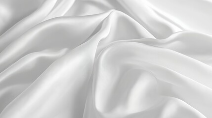 Fototapeta premium Luxurious white silk fabric drapes elegantly showcasing its soft texture and subtle sheen with delicate folds and gentle curves Soft lighting highlights the luxurious