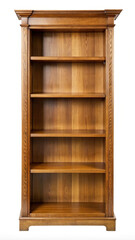 Elegant Empty Wooden Bookcase with Four Shelves and Detailed Trim