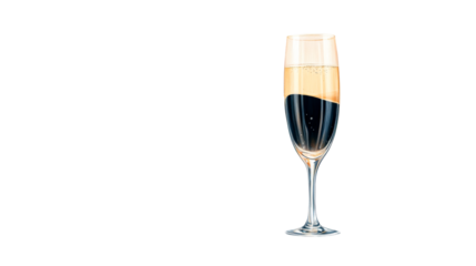 Champagne with a dark stout beer in glass , cut out transparent