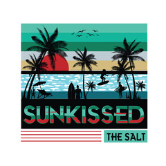 Fototapeta premium Sunset summer holiday t shirt design