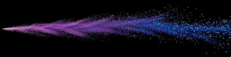Cosmic Authority: Luminous Particle Flow Forming Scepter with Earth Data Nebula. Abstract Marketing Background with Stardust Silhouettes on Quantum Purple and Black Hole Blue Gradient. Creative Patter