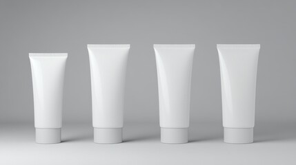 Four White Tubes Mockup: Packaging Design and Branding