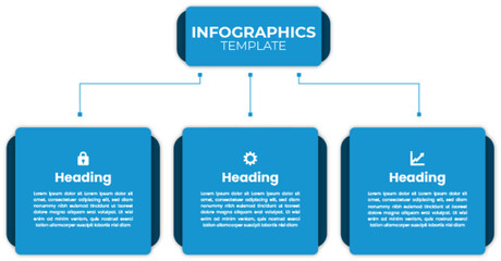 Professional Blue Infographic Design with Three Sections and Icons