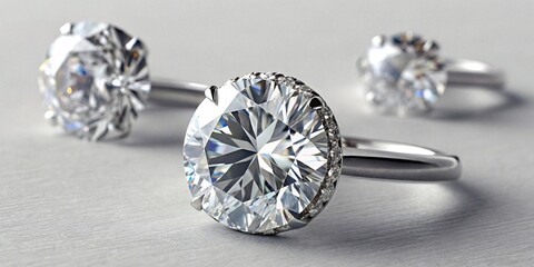 Stunning Round Cut Diamond Engagement Rings on Elegant Silver Bands for Timeless Romance