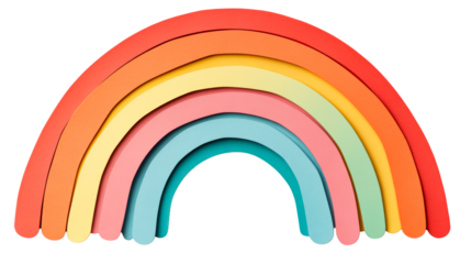 Colorful rainbow arch on black backdrop, vivid layered design, cut out transparent