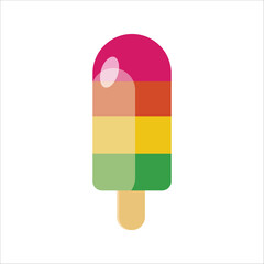 An illustration of a vibrant rainbow ice cream stick, perfect for summer treats.