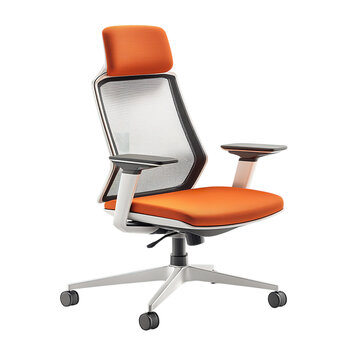 MOTTI Ergonomic Office Chair with Mesh Back and Headrest in Orange PNG Image