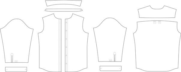 Basic Pattern Blocks for women Classic Shirts, blouse.  For fashion, apparel production, tech packs, schools, and mock-ups.