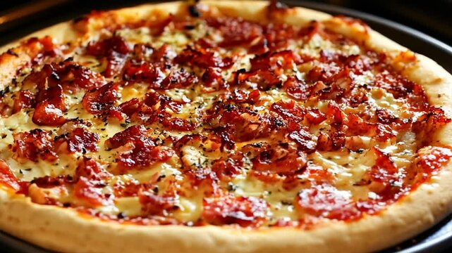 Delicious Pepperoni Pizza Freshly Baked with Crispy Crust and Cheese