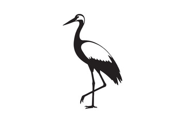 Fototapeta premium Black and White Crane Silhouette Art