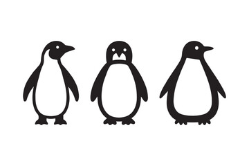 Fototapeta premium Playful Penguin Silhouette Trio Art