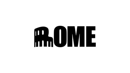 word Rome inscription, black isolated silhouette