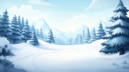 Fototapeta premium A serene winter landscape featuring snow-covered trees and a calm sky, perfect for evoking peace and tranquility in any setting.
