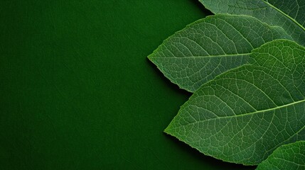 Emerald Green Leaves on Dark Background: A Nature Photography