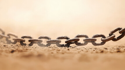 broken chain lies on dusty ground, symbolizing loss and separation in desolate environment