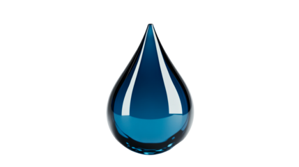 Water drop of blue hue with high gloss effect, cut out transparent