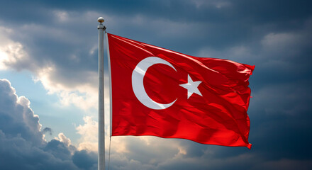 turkish flag against blue sky