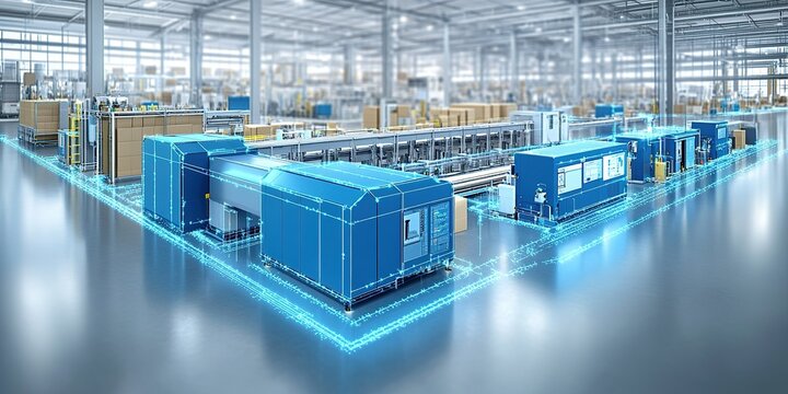 Advanced manufacturing facility showcasing modern machinery and automation technology during daylight hours