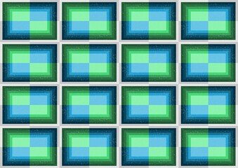 Abstract cube green blue block pattern