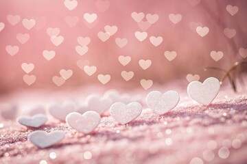 Cute Pink Heart Background with a Dreamy Effect Background