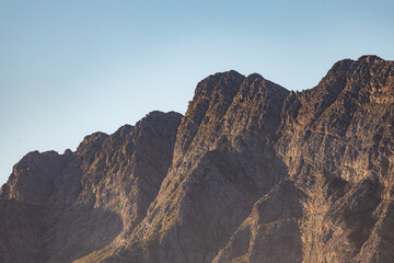 African mountains at sunset. Golden hour natural landscape