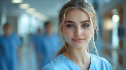Obraz premium Nurse portrait in hospital hallway
