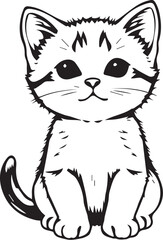 Cute kitten. Hand drawn vector illustration