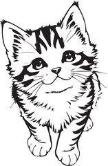 Cute kitten. Hand drawn vector illustration