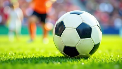 Close-up view of football on white background, product shot, stadium, spiral