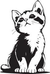 Cute kitten. Hand drawn vector illustration