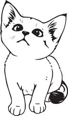 Cute kitten. Hand drawn vector illustration