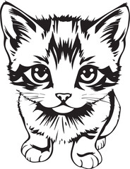 Cute kitten. Hand drawn vector illustration