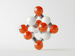 Abstract Model of Molecular Structure with Orange and White Spheres