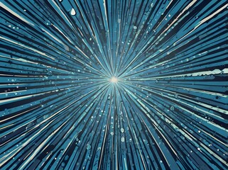 Obraz premium Blue Comic Rays Background with Halftones - Vector Summer Backdrop