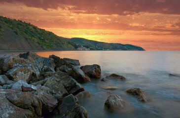 sunset on sea