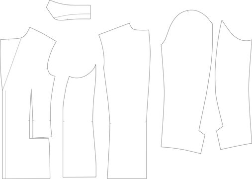 Pattern Blocks for Jacket.  For fashion, apparel production, tech packs, schools, and mock-ups