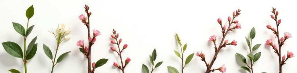Long Wooden Garden Branches on White Background, wood grain, plant, rustic