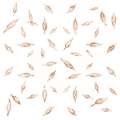 Leaf pattern vector by watercolor brush without background.
