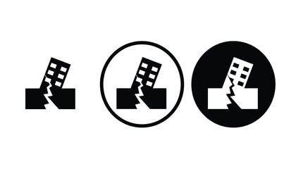 icon earthquake black outline for web site design 
and mobile dark mode apps 
Vector illustration on a white background