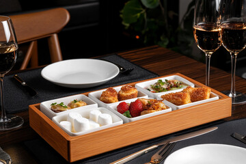 Elegant chocolate fondue set with strawberries and a variety of tasty treats for a delightful evening dessert experience