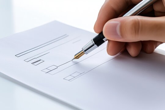 Hand filling out form with fountain pen