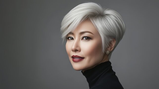 Short Pixie Cut for Azian older woman