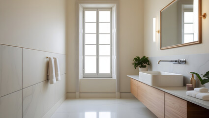 modern bathroom with white furniture