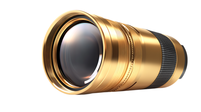 Sleek Gold Projector Lens A Luxury Design on White Canvas.png