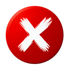 Obraz premium Red Circle White Brush X Mark, Error, No, Stop, Transparent Background